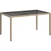 vidaXL Gartentisch 150x90x75 cm Gehärtetes Glas Poly Rattan Beige