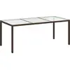 vidaXL Gartentisch Braun 190x90x75 cm Gehärtetes Glas und Poly Rattan