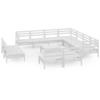 vidaXL 12-tlg. Garten-Lounge-Set Massivholz Kiefer Weiß