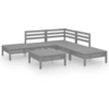 vidaXL 6-tlg. Garten-Lounge-Set Massivholz Kiefer Grau