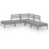 vidaXL 5-tlg. Garten-Lounge-Set Massivholz Kiefer Grau