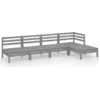 vidaXL 5-tlg. Garten-Lounge-Set Massivholz Kiefer Grau
