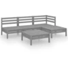 vidaXL 5-tlg. Garten-Lounge-Set Massivholz Kiefer Grau