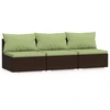 vidaXL 3-Sitzer-Sofa mit Kissen Braun Poly Rattan