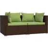 vidaXL 2-Sitzer-Sofa mit Kissen Braun Poly Rattan