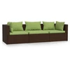 vidaXL 3-Sitzer-Sofa mit Kissen Braun Poly Rattan