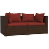 vidaXL 2-Sitzer-Sofa mit Kissen Braun Poly Rattan