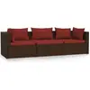 vidaXL 3-Sitzer-Sofa mit Kissen Braun Poly Rattan