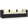 vidaXL 3-Sitzer-Sofa mit Kissen Schwarz Poly Rattan
