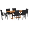 vidaXL 7-tlg. Garten-Essgruppe Poly Rattan Schwarz