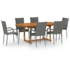 vidaXL 7-tlg. Garten-Essgruppe Poly Rattan Grau