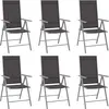 vidaXL 7-tlg. Garten-Essgruppe Aluminium Silbern und Schwarz