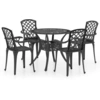 vidaXL 5-tlg. Bistro-Set Aluminiumguss Schwarz