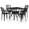 vidaXL 5-tlg. Bistro-Set Aluminiumguss Schwarz