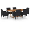 vidaXL 7-tlg. Garten-Essgruppe Poly Rattan Schwarz