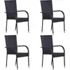 vidaXL 5-tlg. Garten-Essgruppe Poly Rattan Schwarz