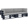 2-Sitzer-Palettensofa Schwarz Imprägniertes Kiefernholz