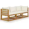 vidaXL 3-Sitzer-Gartensofa mit Auflage Creme Akazie Massivholz