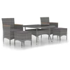 vidaXL 5-tlg. Garten-Essgruppe Poly Rattan und Hartglas Grau