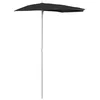 vidaXL Sonnenschirm Halb-Sonnenschirm mit Mast 180x90 cm Schwarz