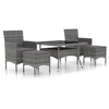 vidaXL 5-tlg. Garten-Essgruppe Poly Rattan und Hartglas Grau