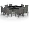 vidaXL 9-tlg. Garten-Essgruppe Poly Rattan und Glas Grau