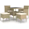 vidaXL 5-tlg. Garten-Essgruppe Poly Rattan Beige