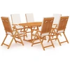 vidaXL 7-tlg. Garten-Essgruppe mit Kissen Massivholz Teak