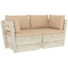 vidaXL Garten-Palettensofa 2-Sitzer mit Kissen Fichtenholz
