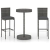 vidaXL 3-tlg. Gartenbar-Set mit Kissen Poly Rattan Grau