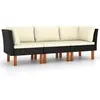 vidaXL 3-Sitzer-Gartensofa mit Kissen Schwarz Poly Rattan