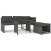 vidaXL 4-tlg. Garten-Essgruppe mit Kissen Grau Poly Rattan