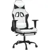 vidaXL Gaming-Stuhl mit Massage & Fußstütze Weiß & Schwarz Kunstleder
