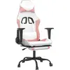 vidaXL Gaming-Stuhl mit Massage & Fußstütze Weiß und Rosa Kunstleder