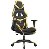 vidaXL Gaming-Stuhl mit Massage & Fußstütze Schwarz Golden Kunstleder