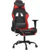 vidaXL Gaming-Stuhl mit Massage & Fußstütze Schwarz & Rot Kunstleder