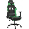 vidaXL Gaming-Stuhl mit Massage & Fußstütze Schwarz & Grün Kunstleder