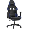 vidaXL Gaming-Stuhl mit Massage & Fußstütze Schwarz & Blau Kunstleder
