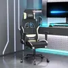 vidaXL Gaming-Stuhl mit Massage & Fußstütze Schwarz und Creme Stoff