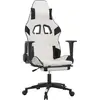 vidaXL Gaming-Stuhl mit Massage & Fußstütze Weiß & Schwarz Kunstleder