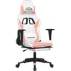 vidaXL Gaming-Stuhl mit Massage & Fußstütze Weiß & Rosa Kunstleder