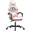 vidaXL Gaming-Stuhl mit Fußstütze Weiß und Rosa Kunstleder