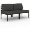 vidaXL Gartensofa 2-Sitzer mit Kissen Aluminium Anthrazit