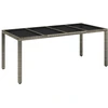 vidaXL Gartentisch mit Glasplatte Grau 190x90x75 cm Poly Rattan