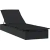 vidaXL Sonnenliege 1 Stk. mit Auflage Schwarz 201x55x62 cm Poly Rattan