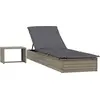 vidaXL Sonnenliege 1 Stk. mit Tisch Grau Poly Rattan