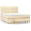 vidaXL Boxspringbett mit Matratze Creme 160x200 cm Stoff
