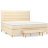 vidaXL Boxspringbett mit Matratze Creme 200x200 cm Stoff
