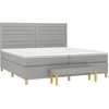 vidaXL Boxspringbett mit Matratze Hellgrau 200x200 cm Stoff
