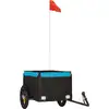 vidaXL Fahrradanhänger Schwarz und Blau 30 kg Eisen